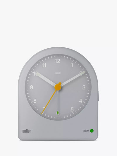 Braun BC22 Classic Analogue Alarm Clock Grey Quiet Quartz Clock