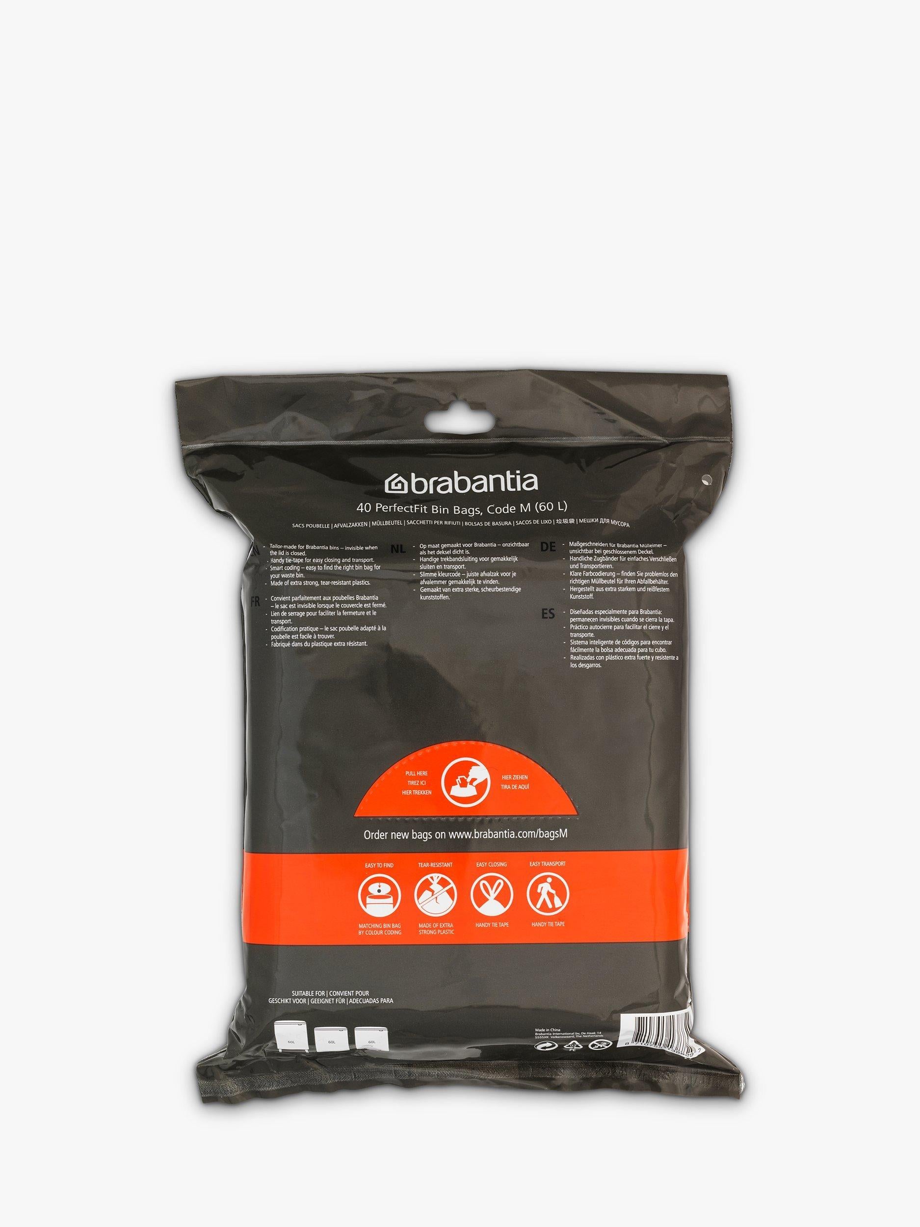 Brabantia PerfectFit bin bags Code M 60L pack of 40 - British product