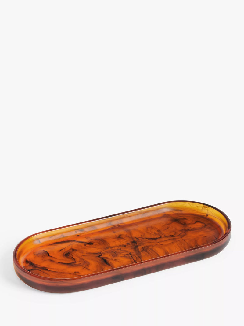 John Lewis brown amber bathroom accessory tray, UK version