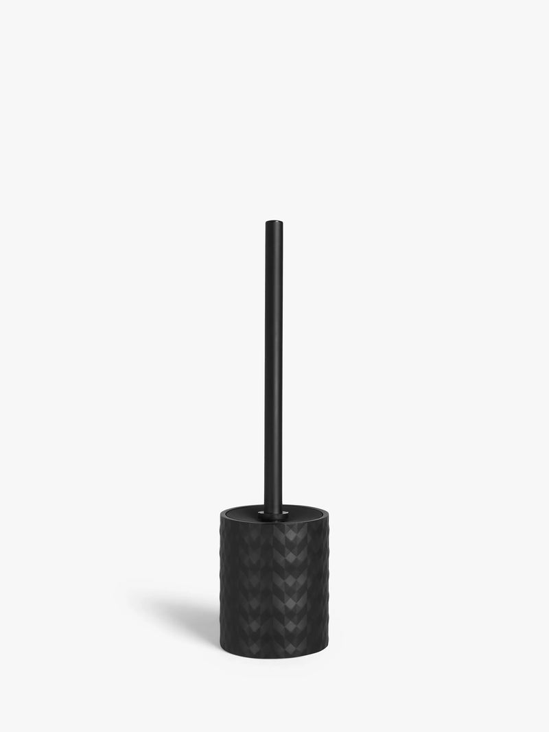 Polyresin Toilet Brush and Holder with Textured Diamond Design, Black