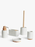 John Lewis sand effect soap dispenser in white with ash wood top, UK version