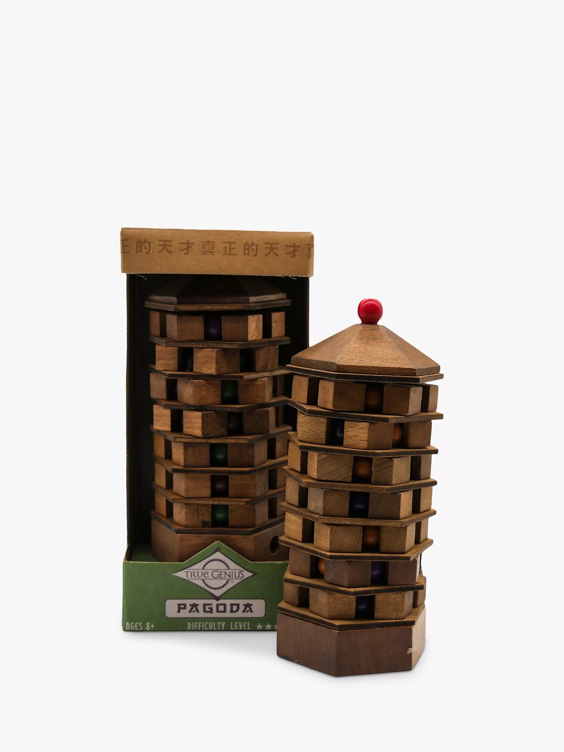 True Genius interactive Chinese Pagoda puzzle with coloured balls (British brand)
