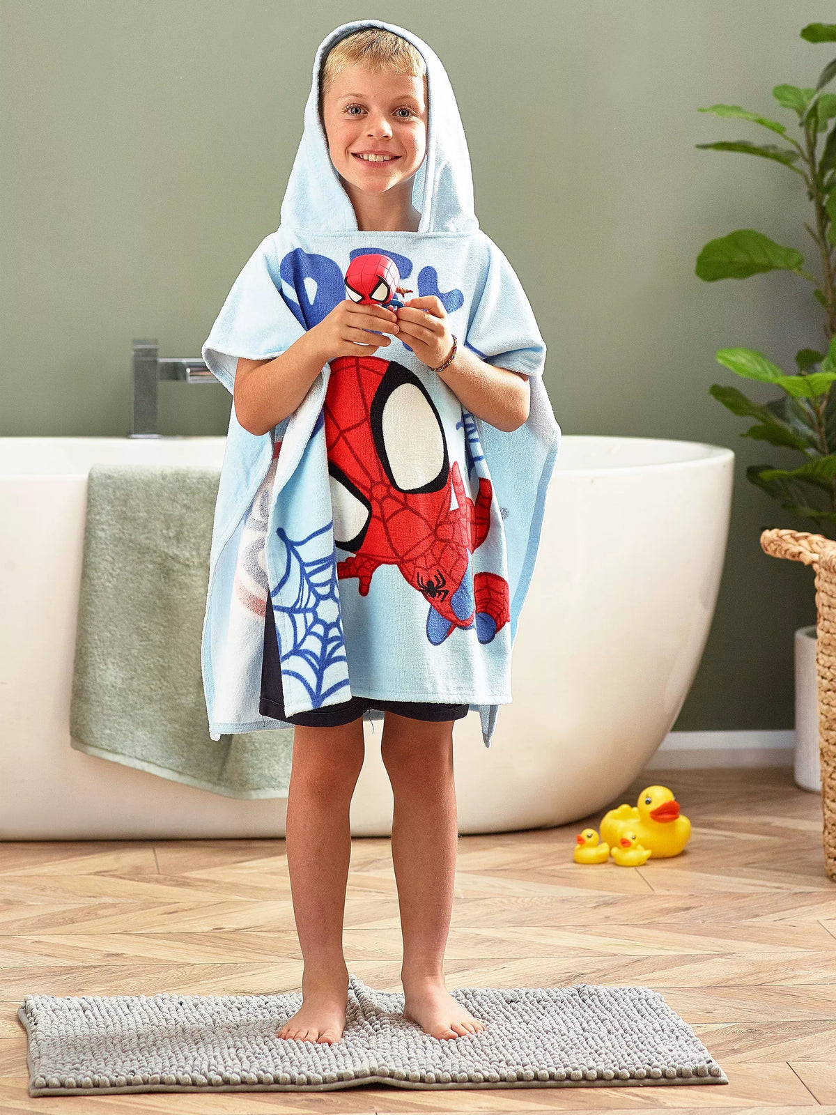 Disney children's poncho hooded towel with spider web designs (British brand)