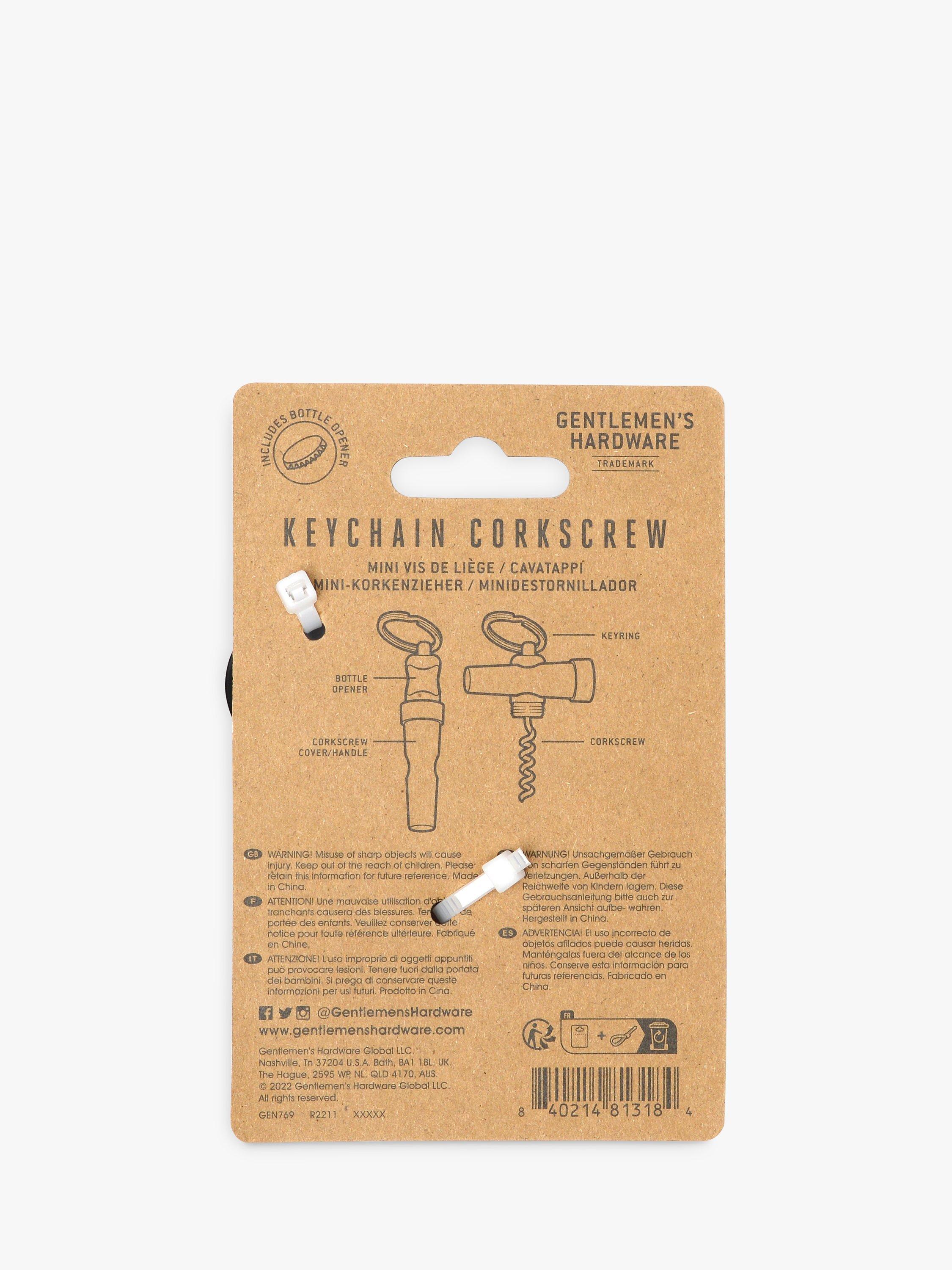 Gentlemen's Hardware keychain corkscrew, UK version
