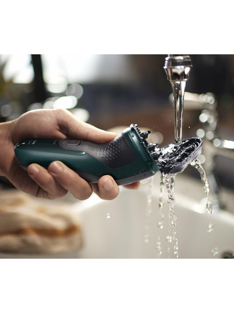 Philips wet & dry electric shaver with 27 PowerCut blades and pop-up trimmer, dark green forest, imported from the UK