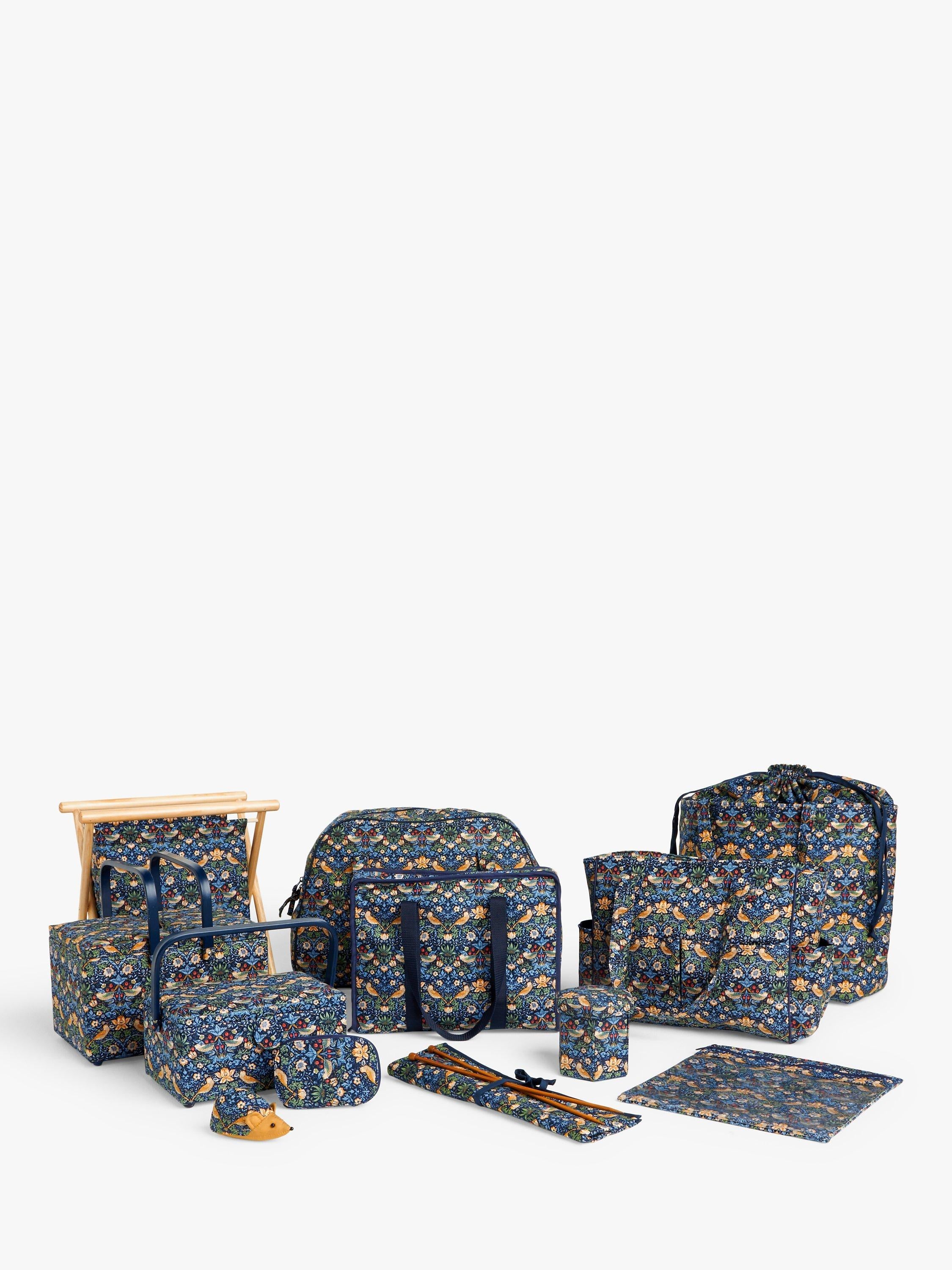 John Lewis William Morris Strawberry Thief craft storage bag in navy, UK version