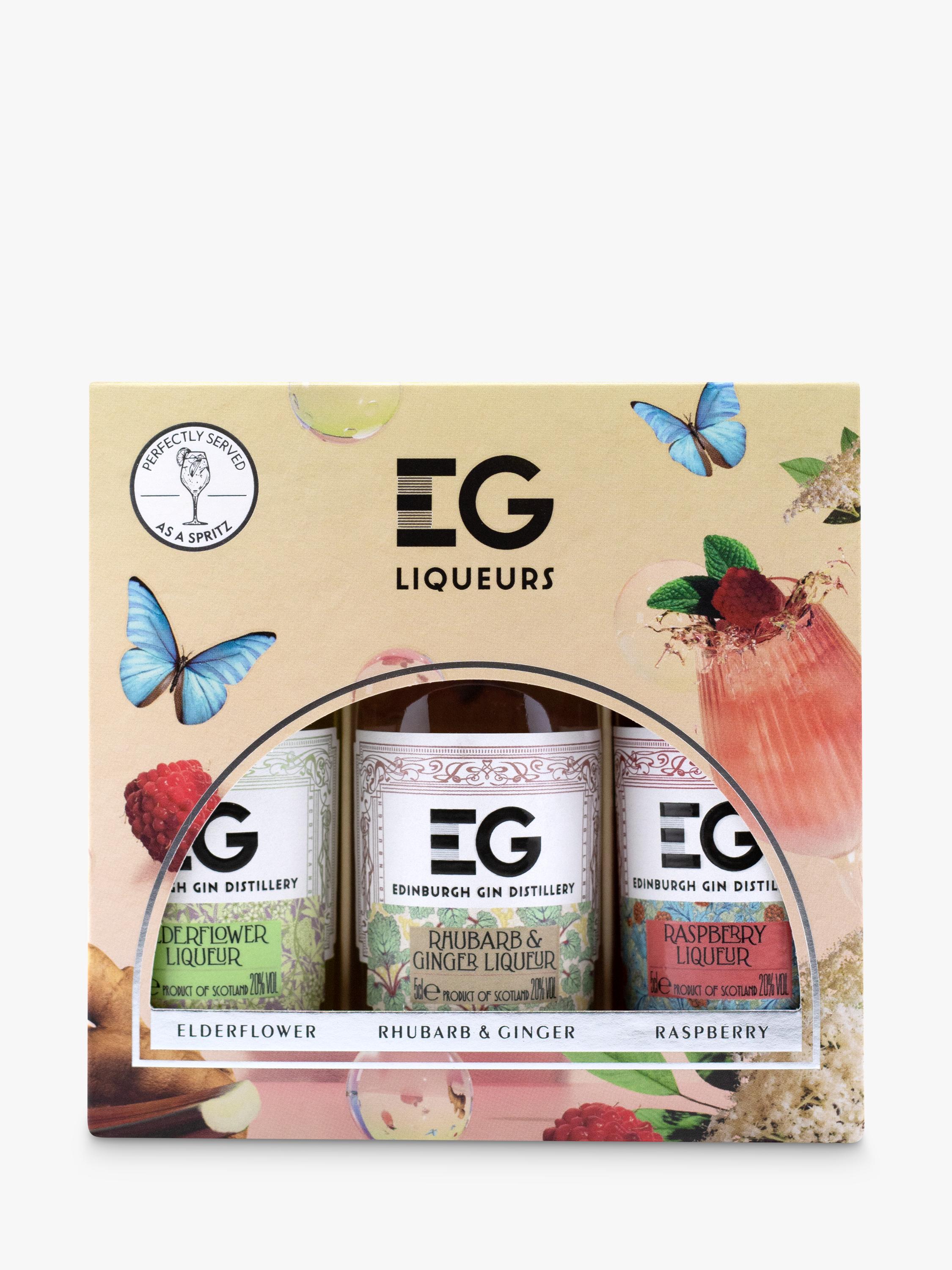 Edinburgh Gin liqueurs mini pack with Raspberry, Rhubarb & Ginger, and Elderflower flavours 3x 5cl - British product