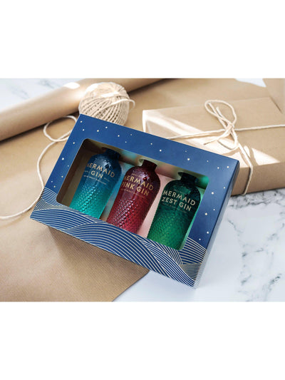 Isle of Wight Distillery Mermaid Mini Gin Gift Set mit Mermaid, Pink und Zest Gin, 3x 5cl