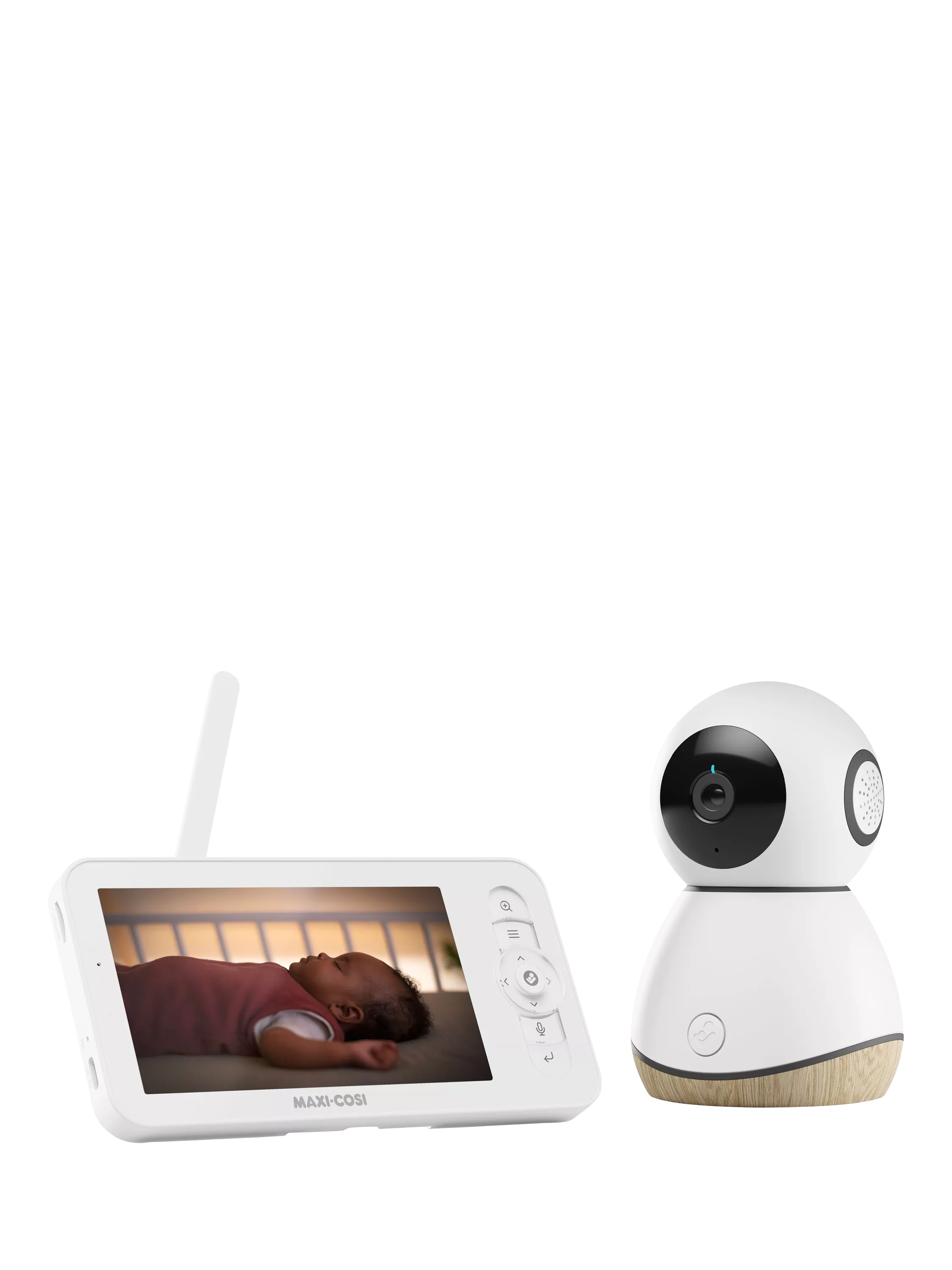 Maxi-Cosi white baby monitor with cry detector and 5-inch parent screen, imported from the UK