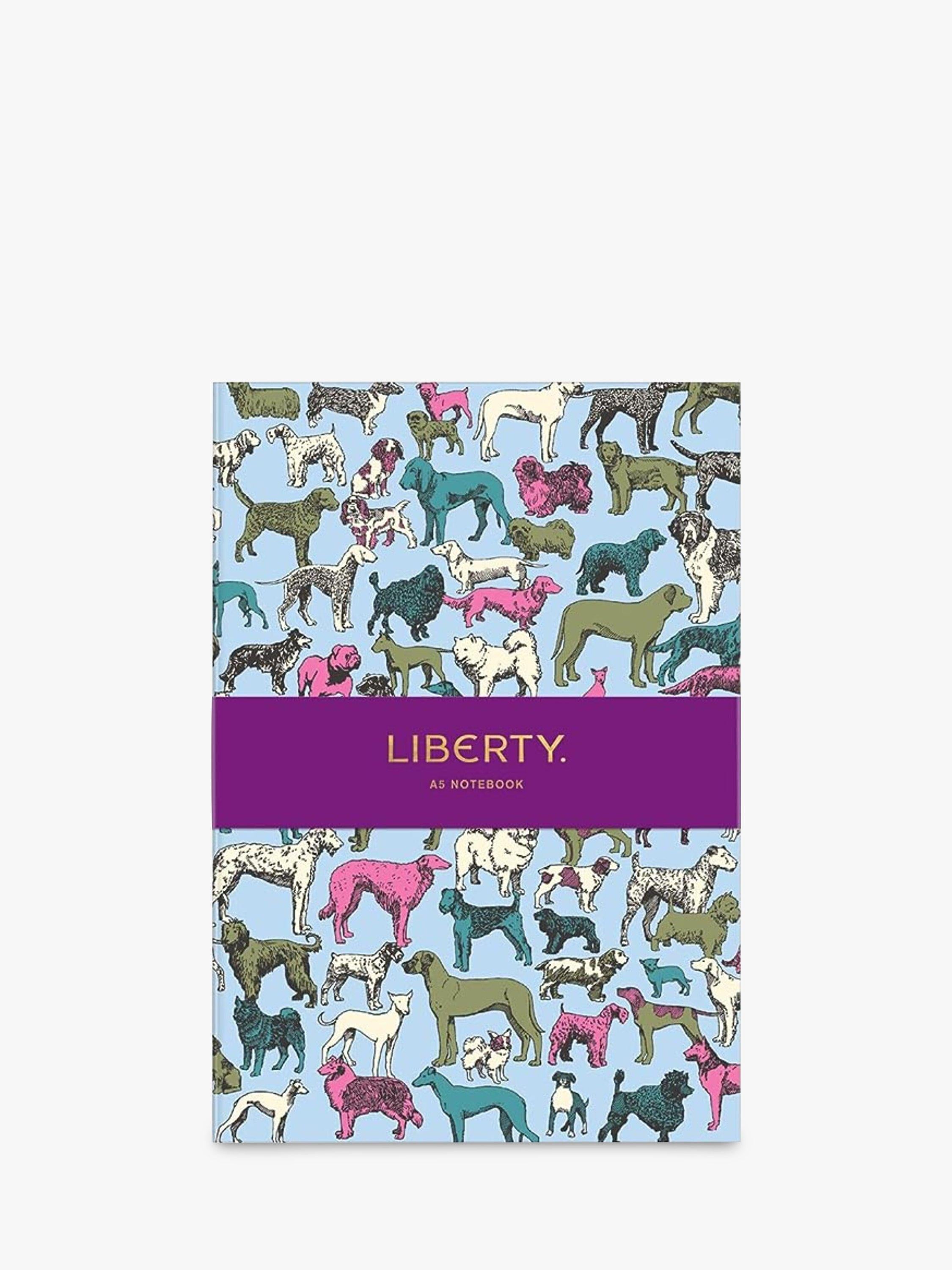 Liberty London A5 dog-themed floral print notebook, UK version