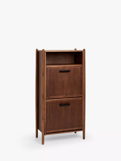 John Lewis Mid Century Shoe Cabinet, 2 Tier, Natural Honey Shoe Storage Cabinet