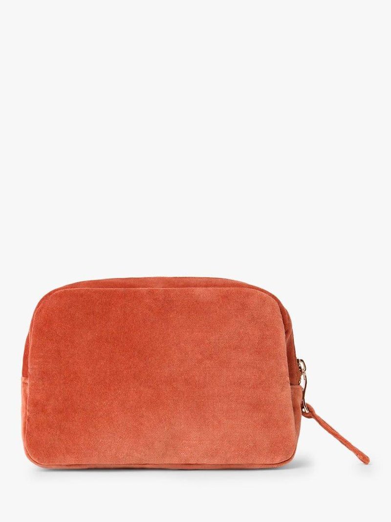 Elizabeth Scarlett Sun Goddess makeup bag in rust (British brand)