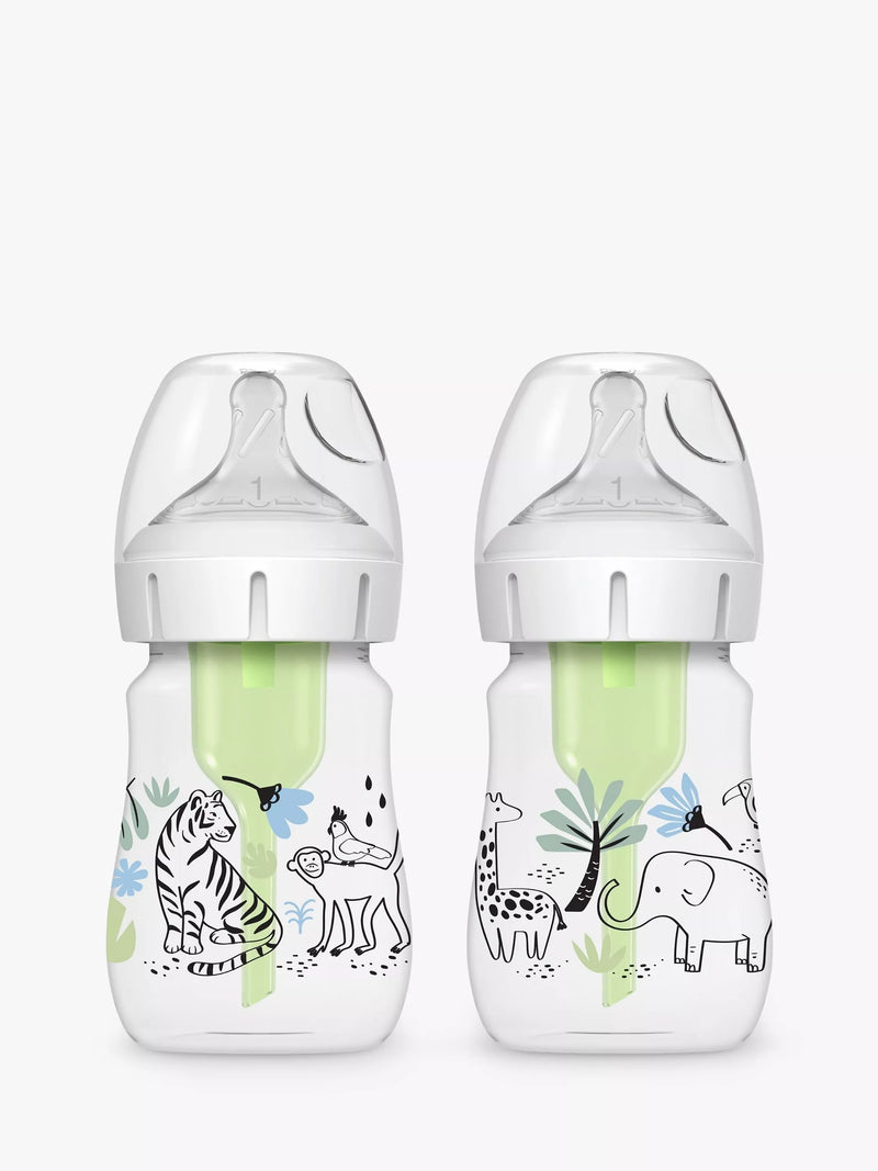 Dr Brown's anti-colic jungle baby bottle pack of 2 150ml - British product
