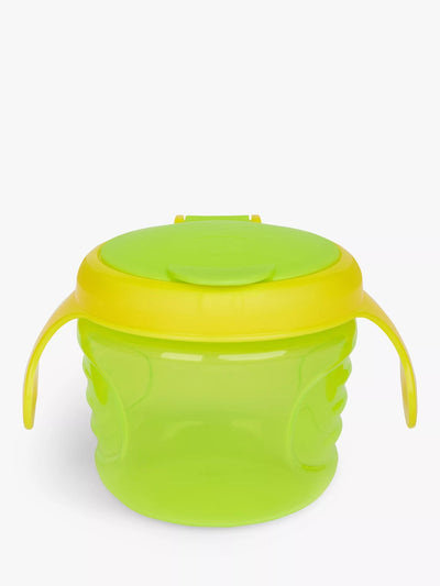 Silicone Non-Spill Snack Pot for Babies with Easy-Grip Handles, Green