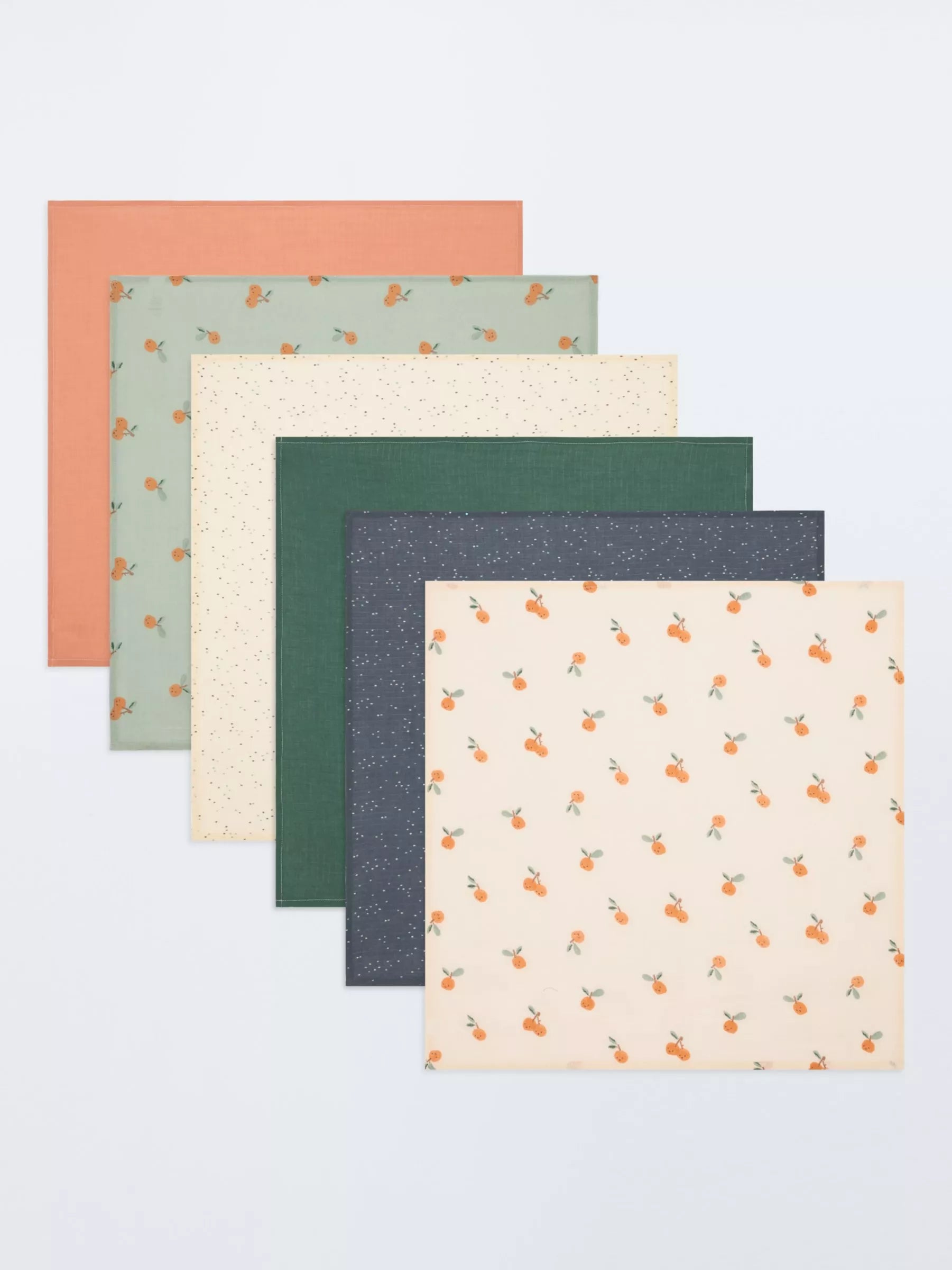 John Lewis oranges spot print muslin squares pack of 6, UK version