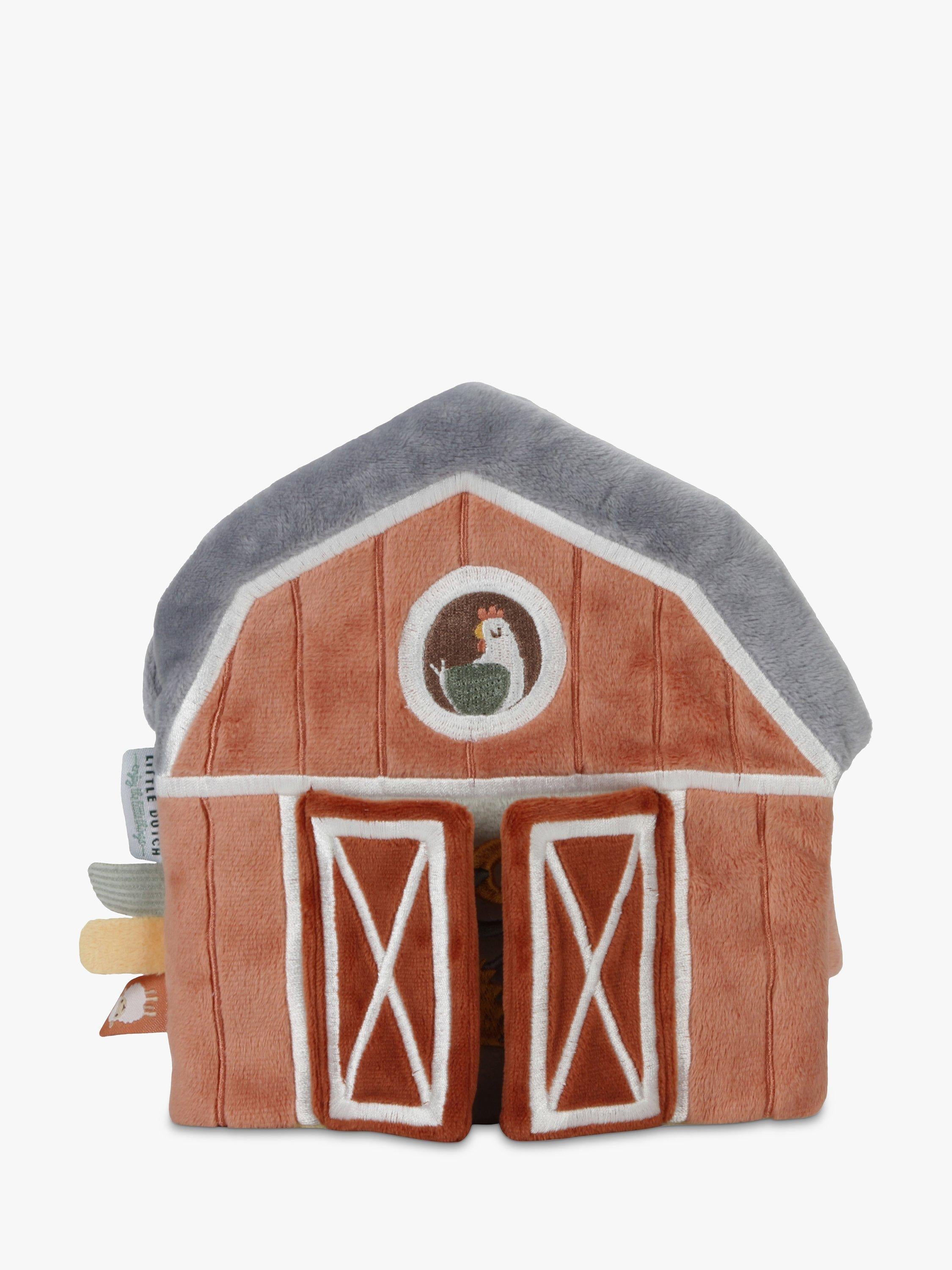 Soft Barn-Shaped Baby Activity Book with Mirror and Rattle