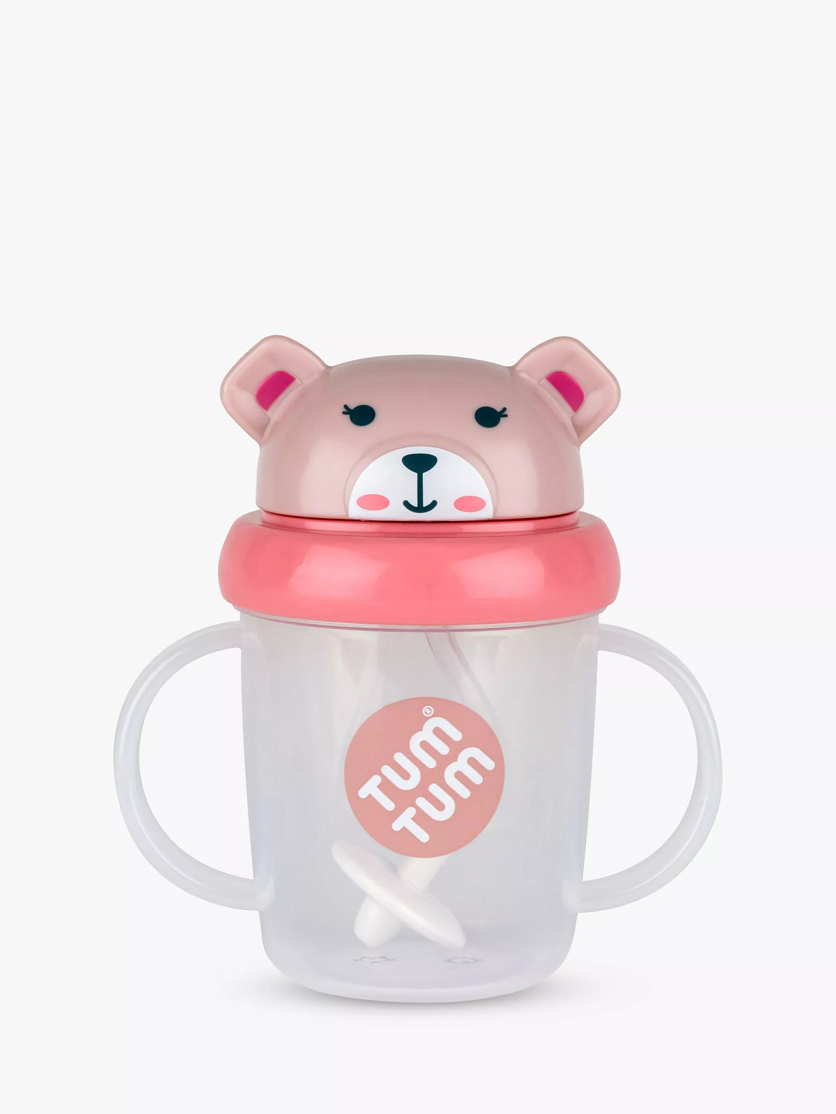 TUM TUM Tippy Up Betsy Bear Baby Cup with Weighted Straw, 200ml, Pink