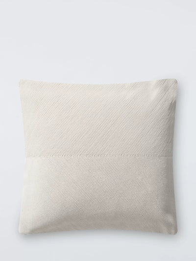 Cotton Corded Square Cushion with Hand-Guided Embroidery