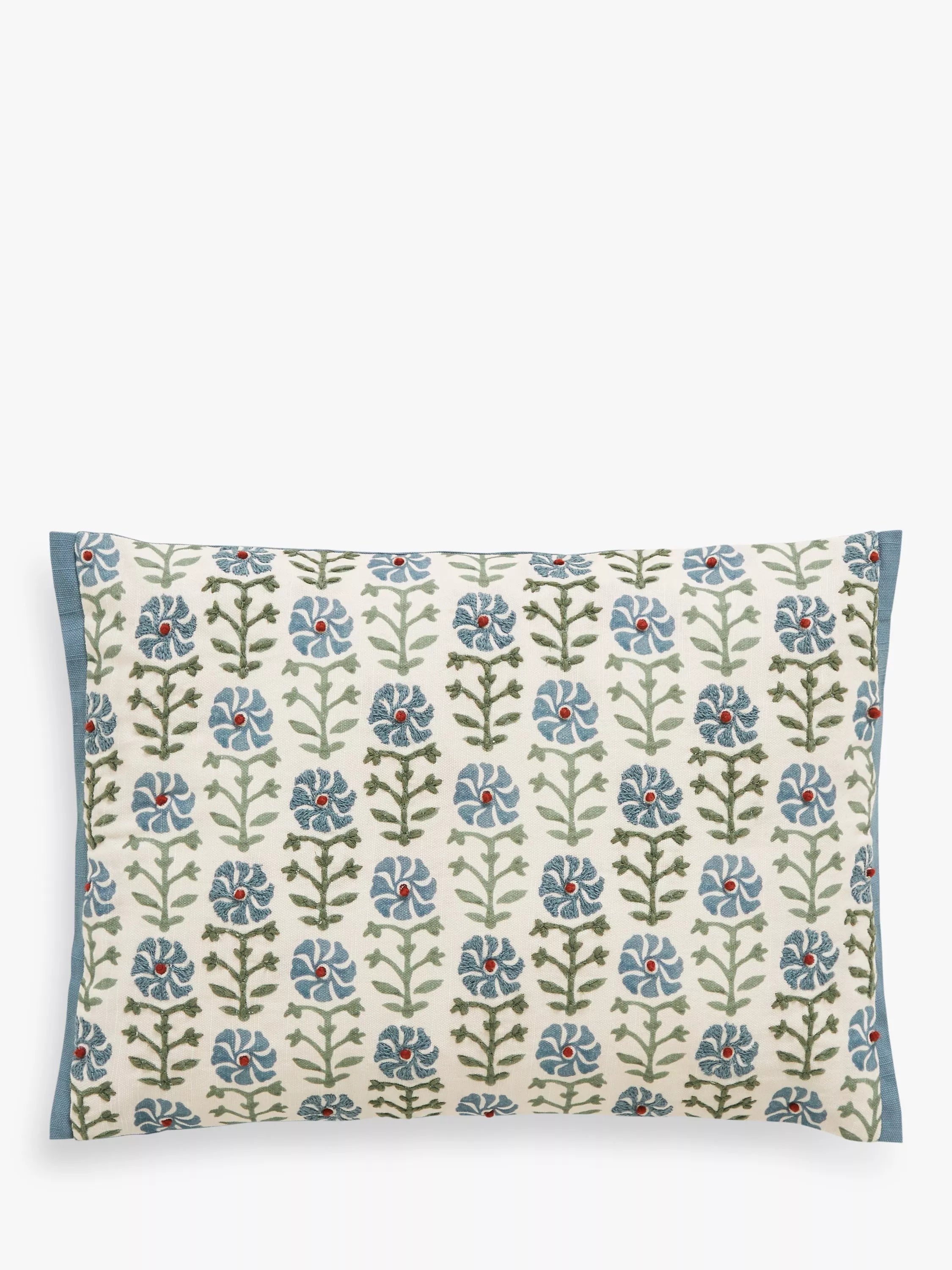 John Lewis cotton-printed decorative cushion with embroidery, UK version