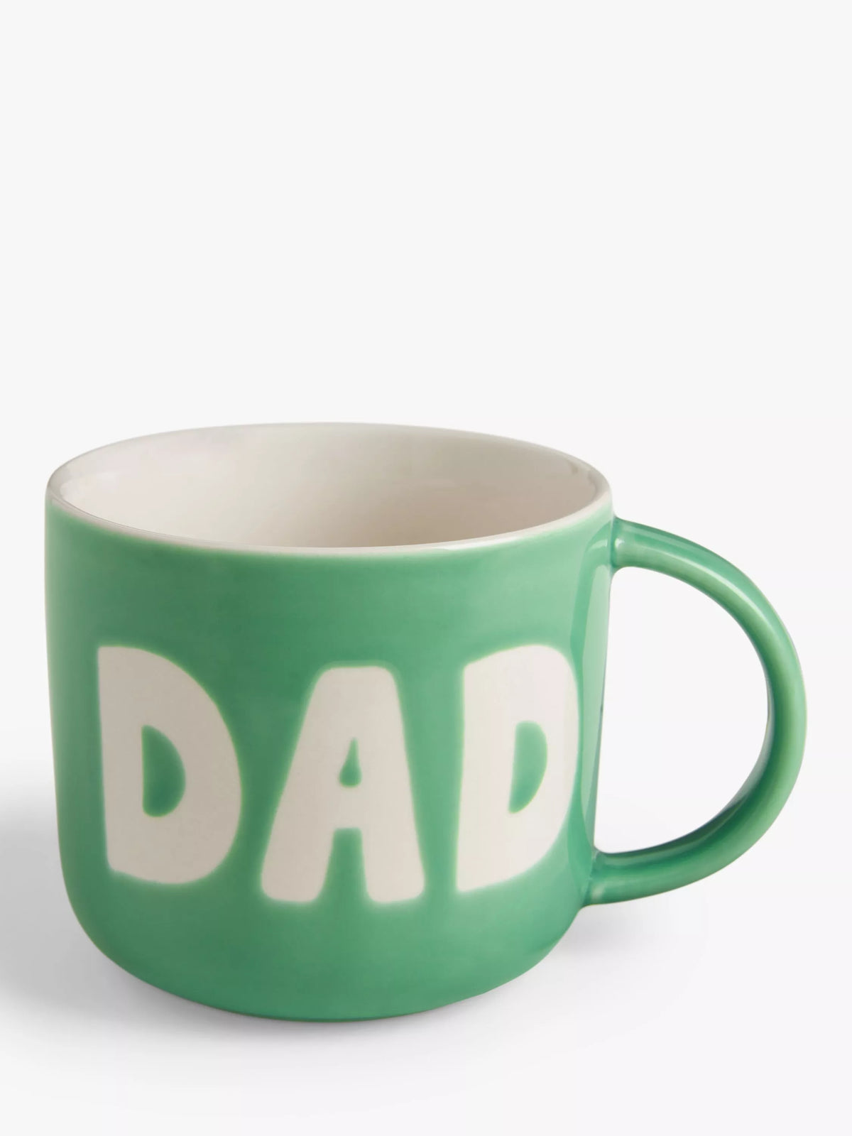John Lewis green wax resist stoneware mug with 'Dad' lettering, 300ml, UK version