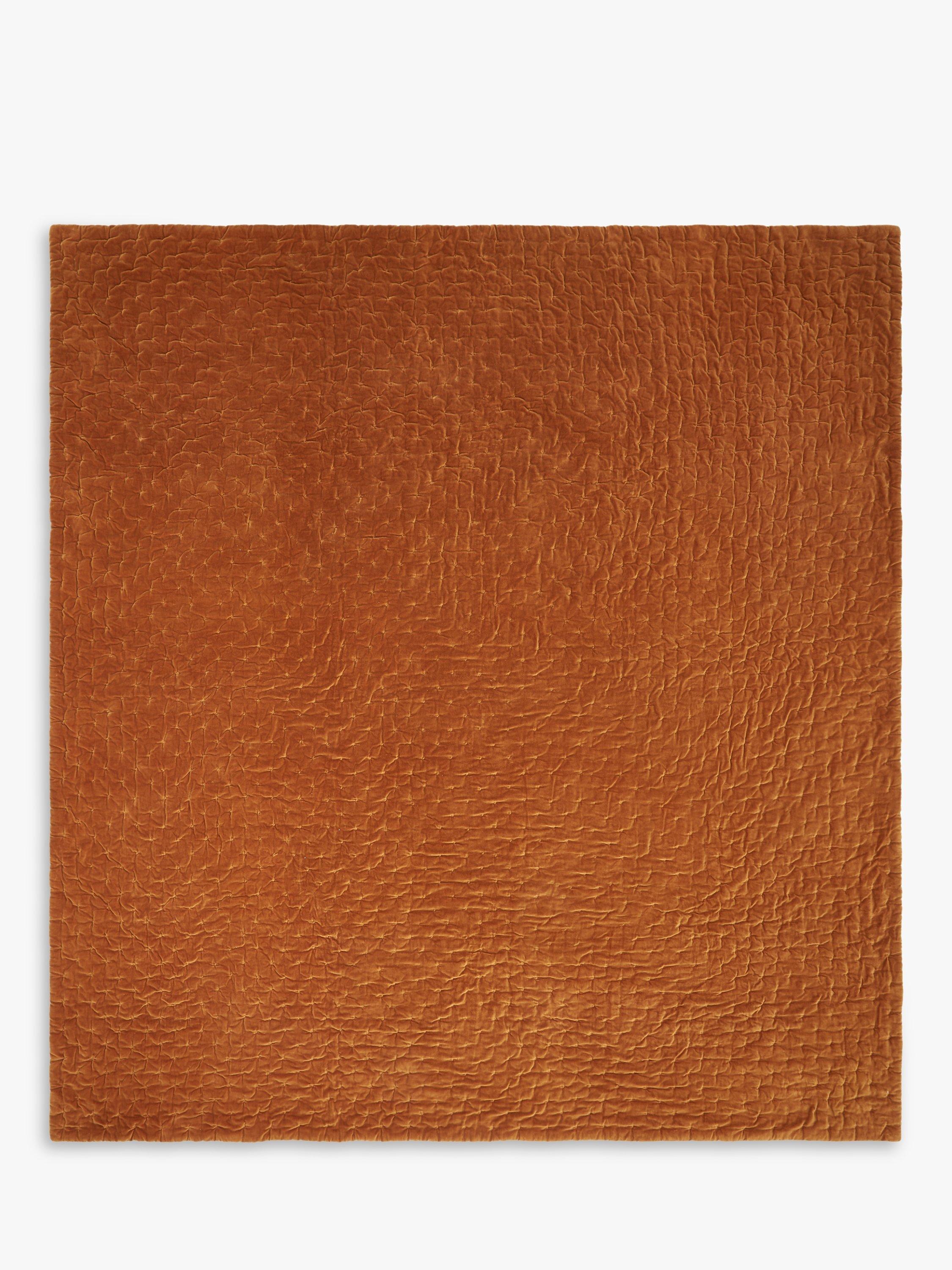 John Lewis reversible quilted cotton velvet bedspread with floral print rust blue, UK version