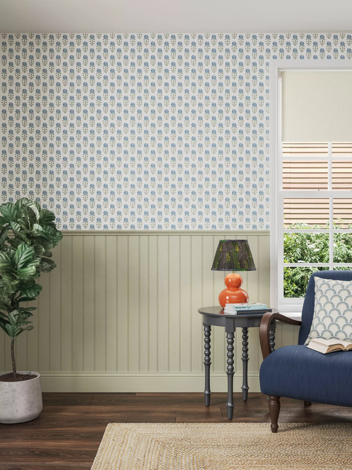 John Lewis Aria wallpaper lake blue (British brand)