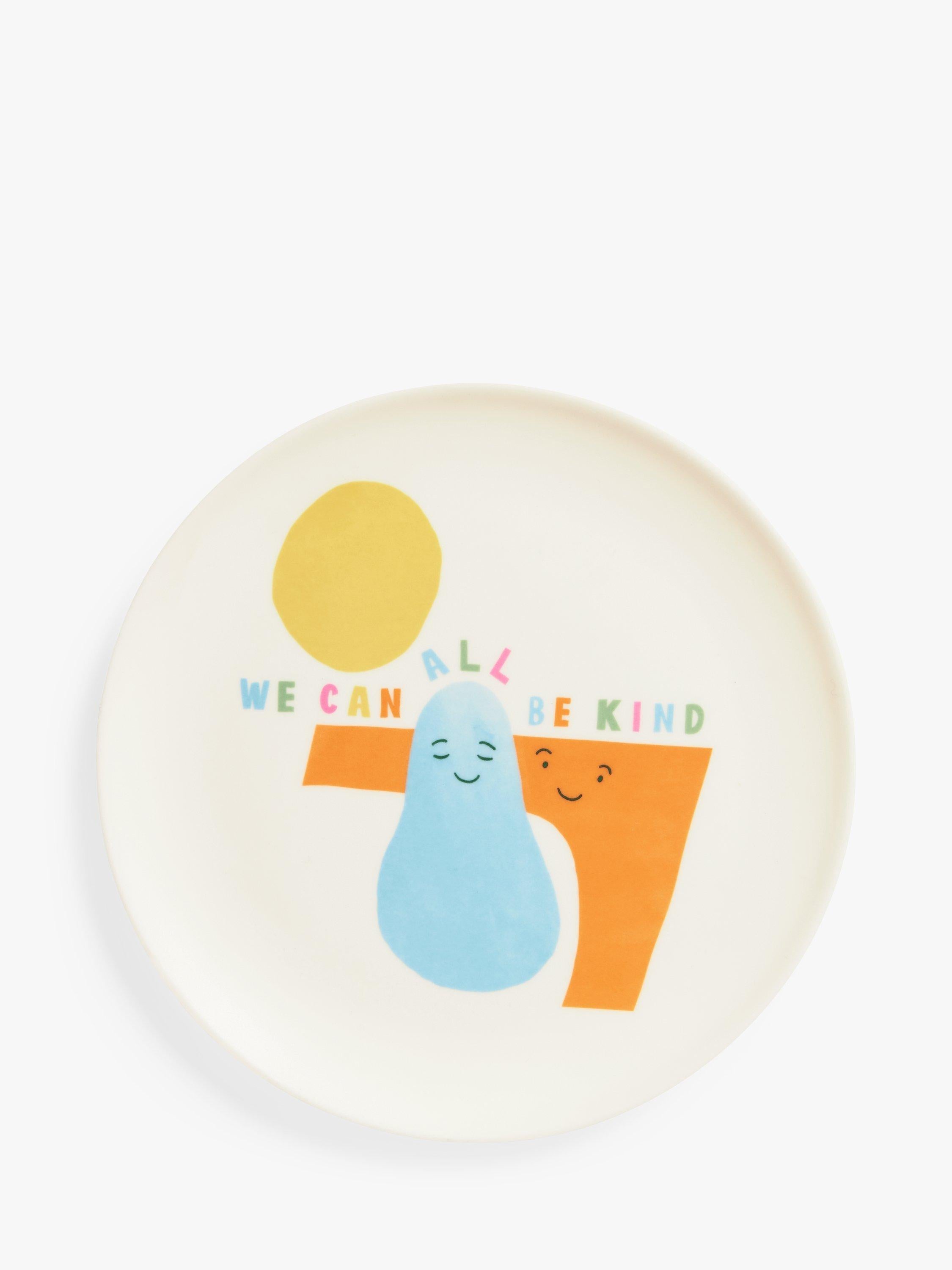 Melamine Picnic Side Plate with 'We Can All Be Kind' Message, 20cm