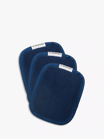 Reusable Makeup Remover Pads in Nautical Navy, Set of 3