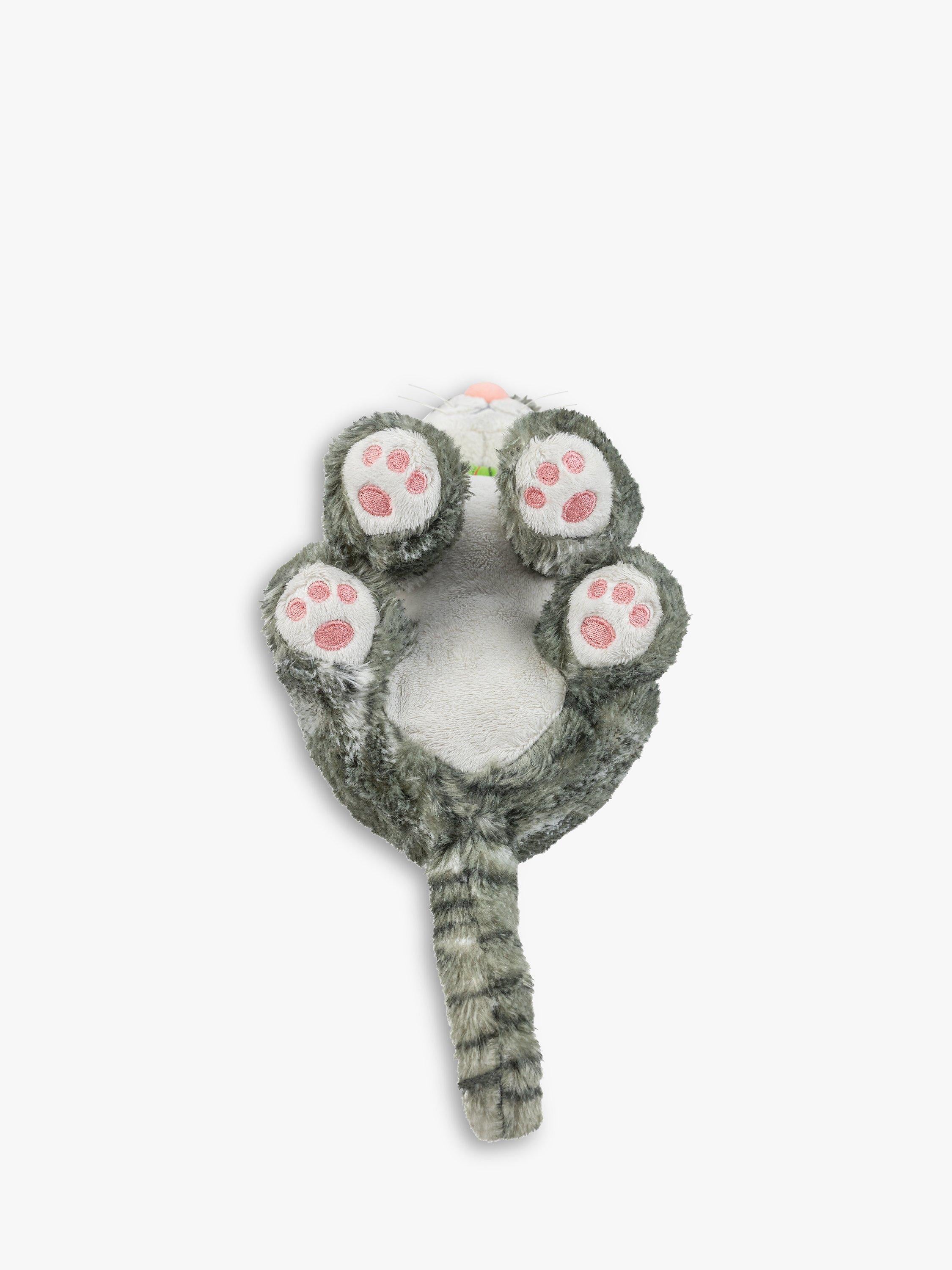 Julia Donaldson cat soft toy with green scarf, UK version