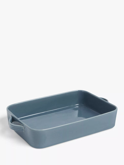 John Lewis Rectangular Stoneware Roaster Blue Roasting Tray 25cm