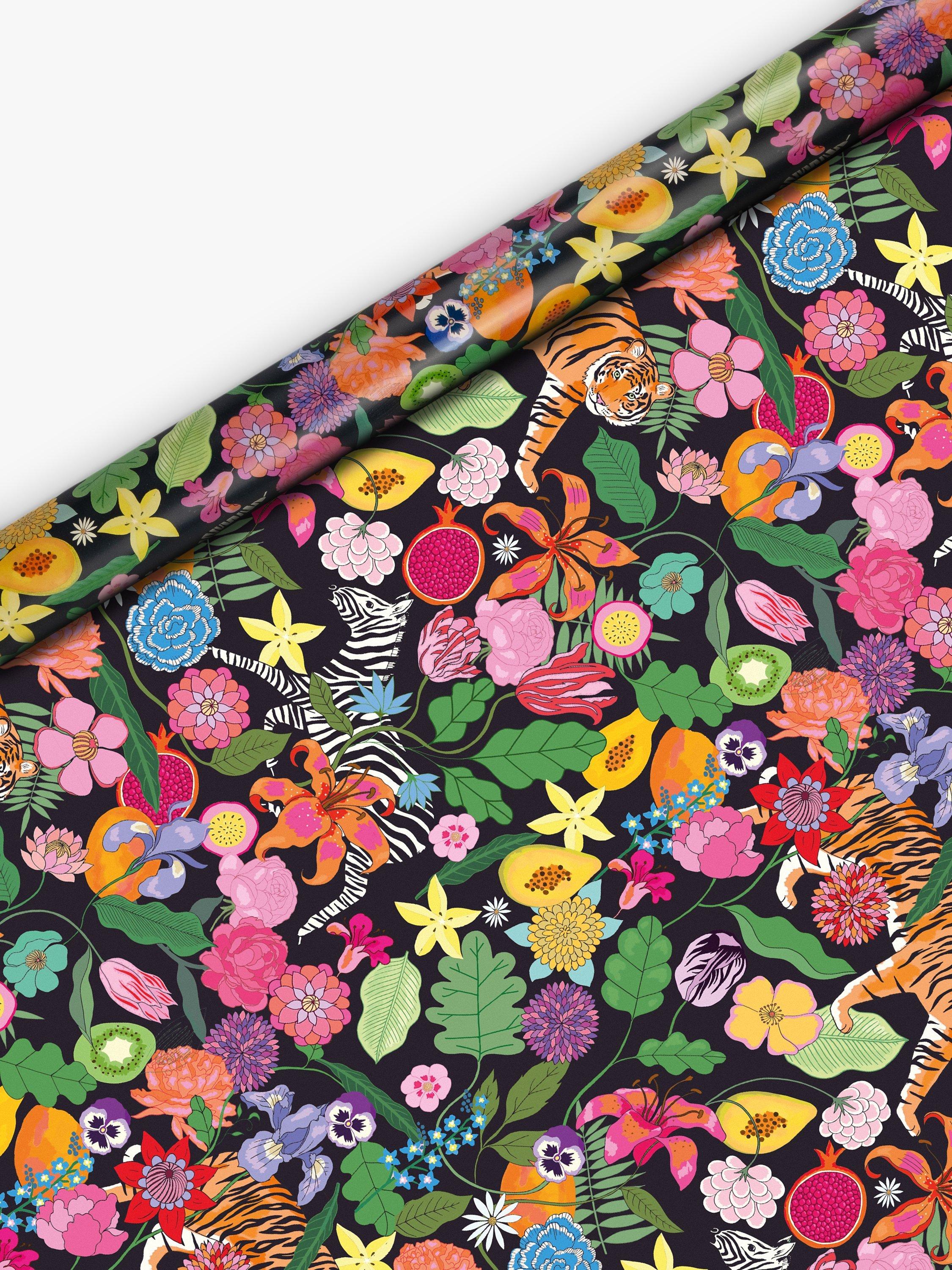Pearlised Finish Jungle Pattern Wrapping Paper 3m Roll