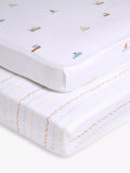 John Lewis Sail Away Cotton Fitted Baby Sheet, Pack of 2, Multi - McGrocer