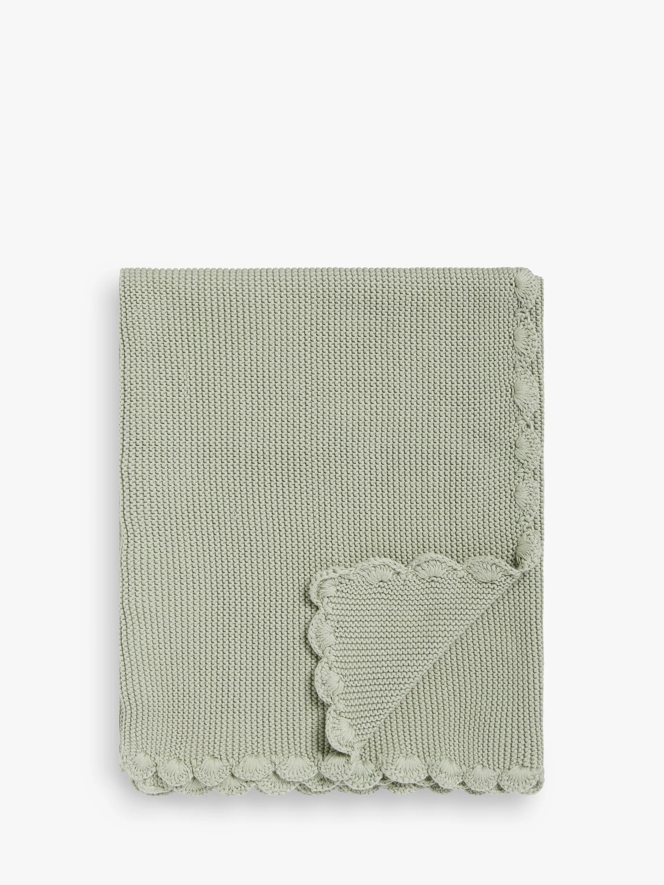 John Lewis Scalloped Cotton Baby Blanket, 100 x 80cm - McGrocer