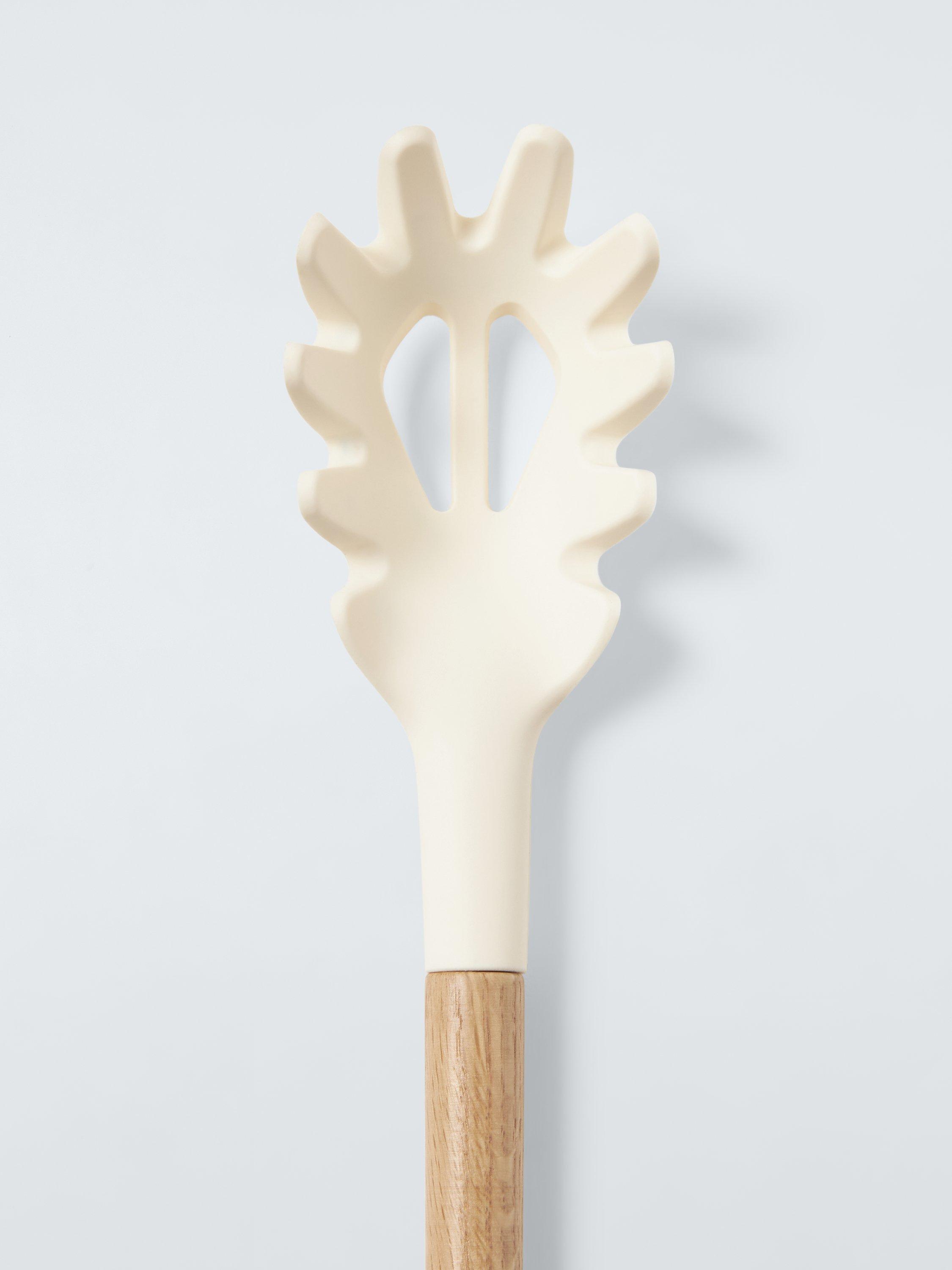 John Lewis wood handle silicone head spaghetti spoon with FSC-certified oak wood in cream, UK version