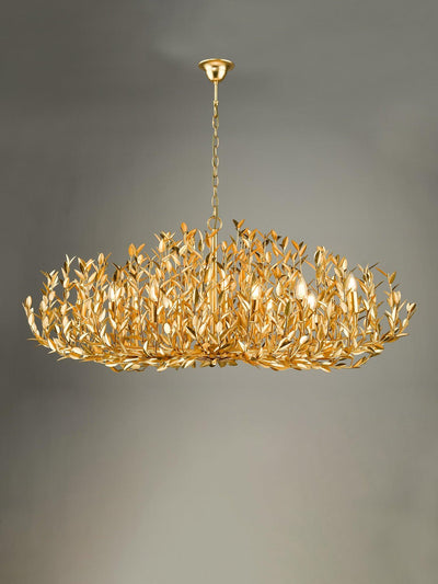 12 Arm Oval Ceiling Light in Antique Gold