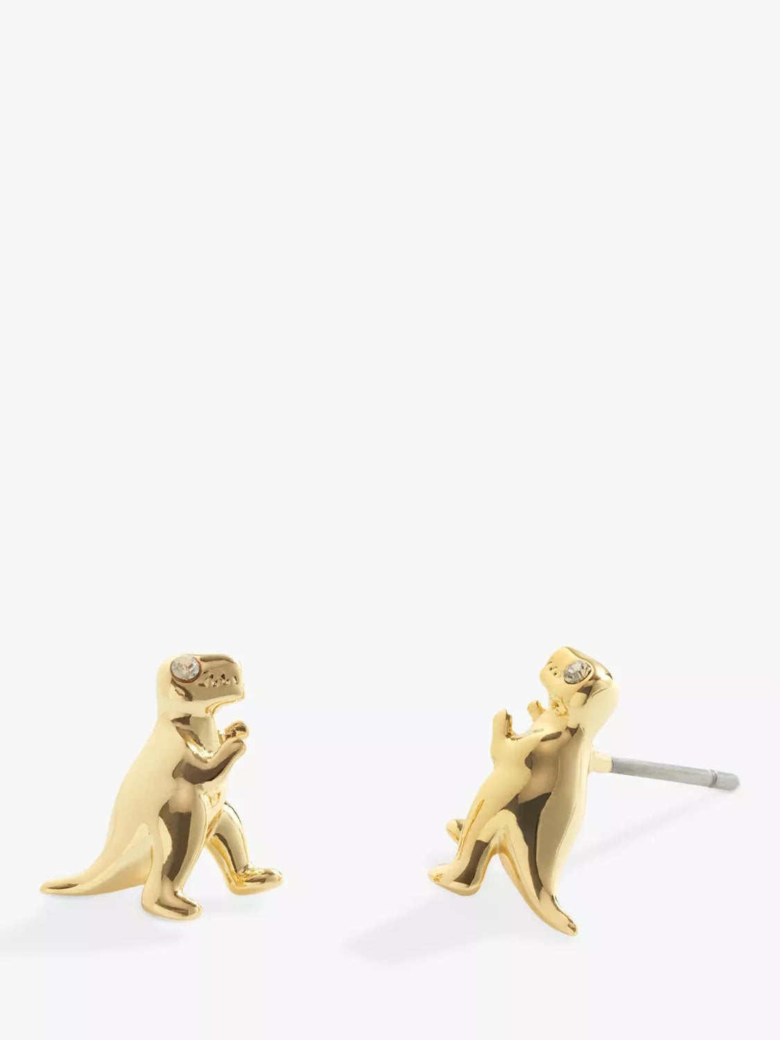 Coach gold stud earrings with dinosaur mascot and crystal eyes - British product
