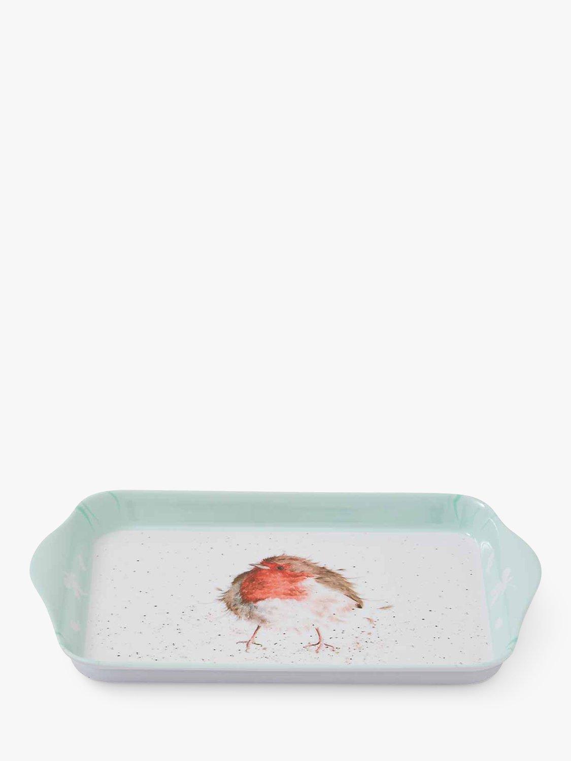 Wrendale Designs melamine scatter tray with robin design, 21.5cm (British brand)