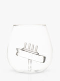 Bar Bespoke clear glass tumbler with handmade ship inside, 500ml - British product