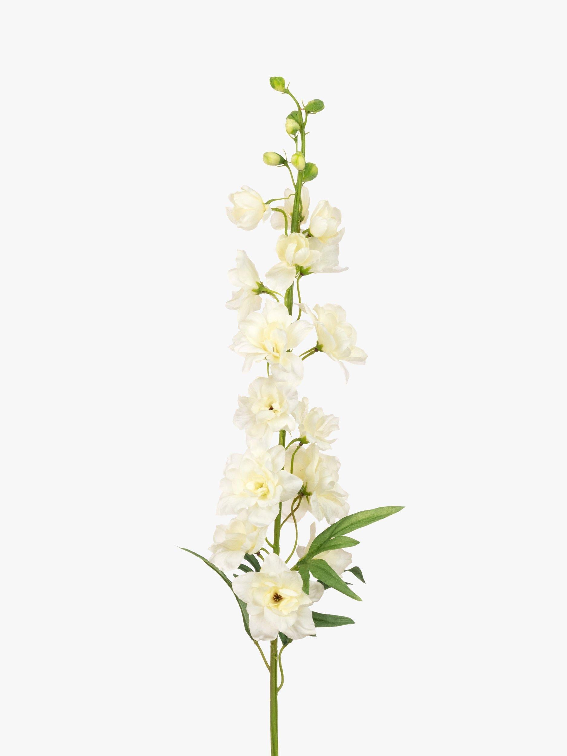 Floralsilk Artificial Delphinium Spray White/Green - British product