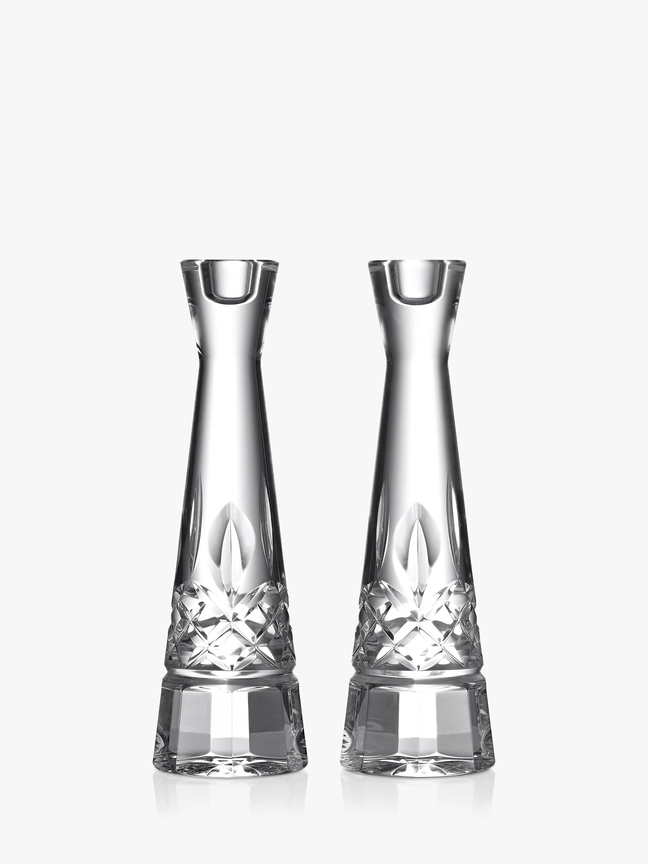Cut Glass Candlesticks Set of 2, 25cm Height