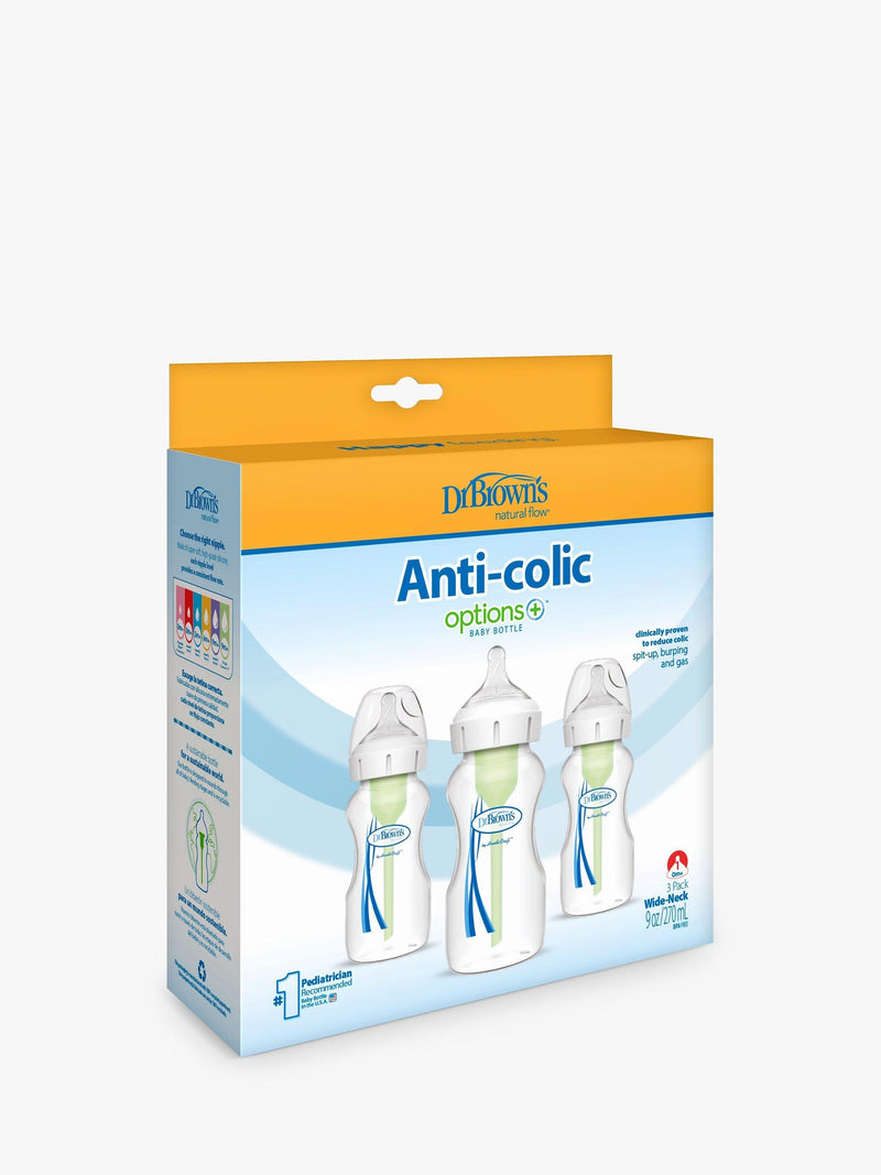 Dr Brown's Options+ Anti-Colic Bottles, Pack of 3, 270ml - British product