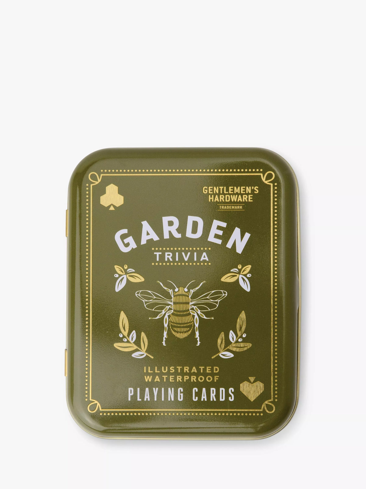 Gentlemen's Hardware garden trivia waterproof playing cards in vintage tin, UK version