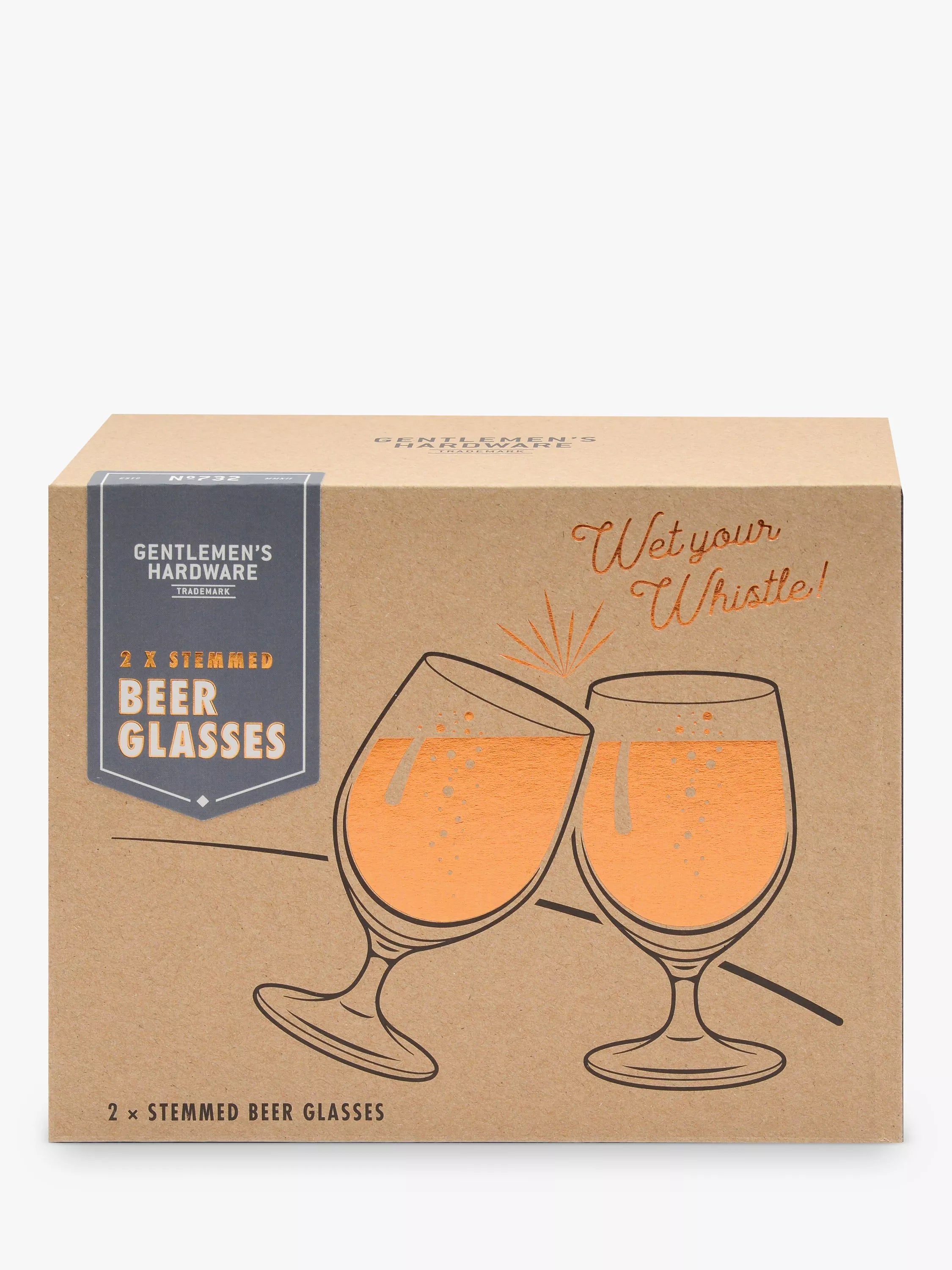 Gentlemen's Hardware clear tulip beer glasses, 568ml set of two, UK version