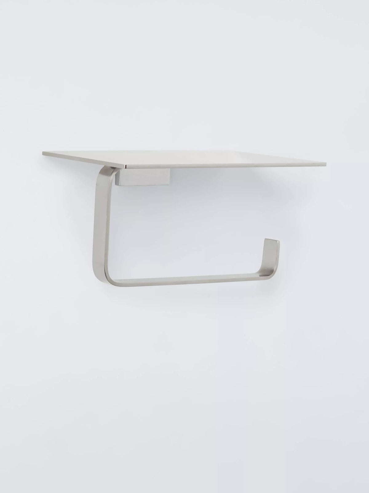 John Lewis Modernist toilet roll holder with shelf in silver, UK version