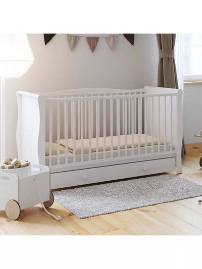 Little Acorns Traditional Sleigh Cot White Baby Cot