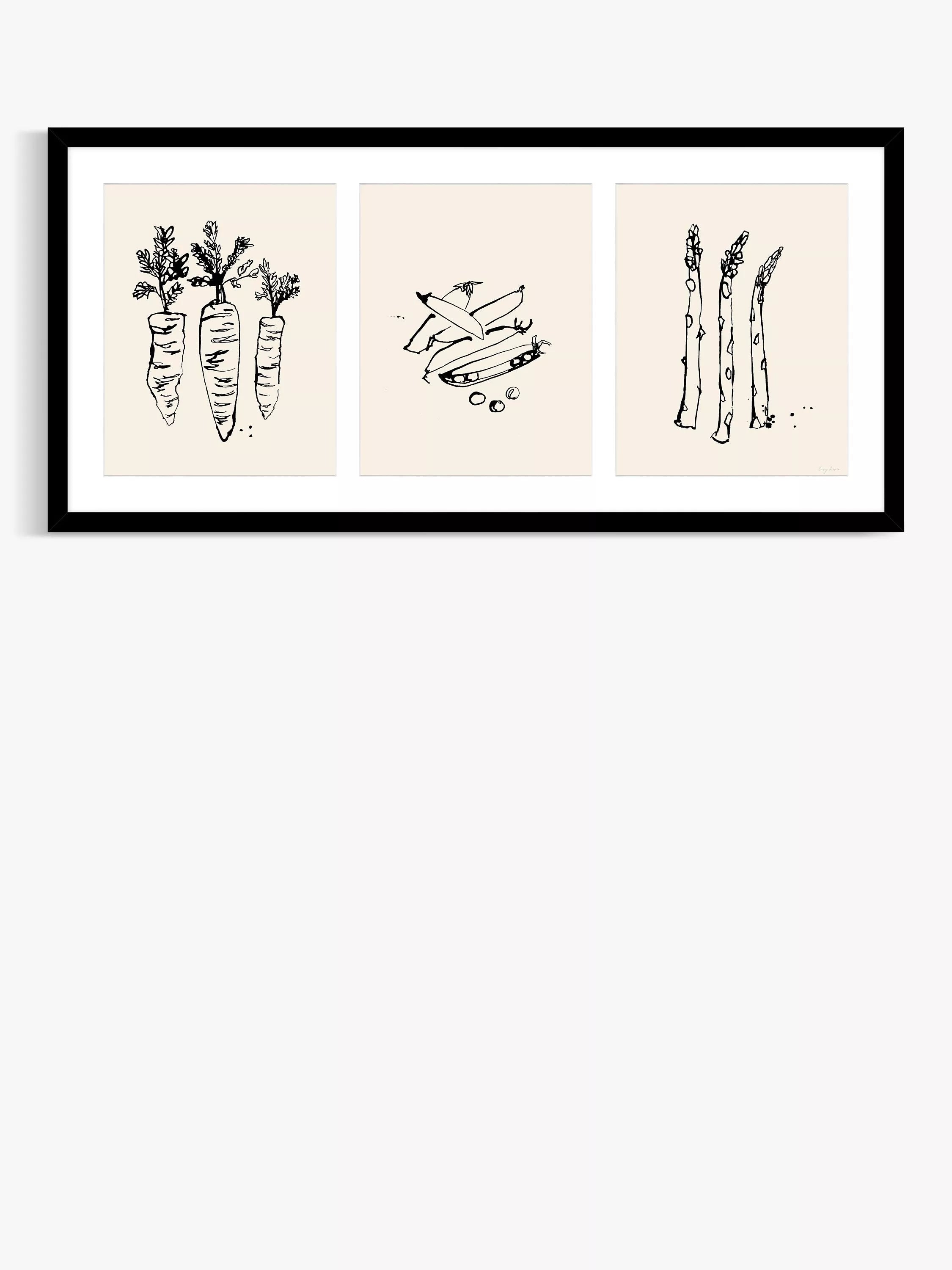 John Lewis Garden Trio Black framed print 48.5 x 103.5cm, UK version