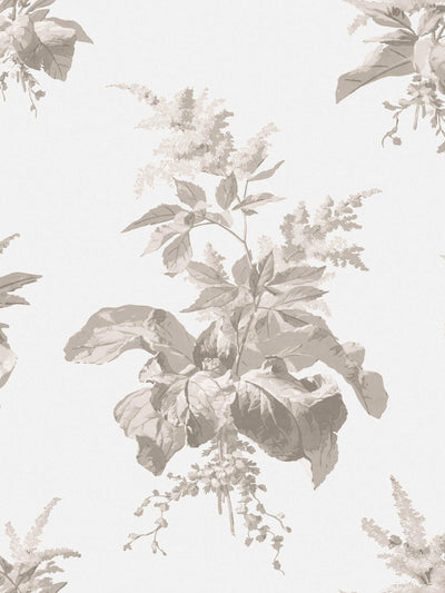 Stor naturalistisk tapet med blad- og blomsterdesign