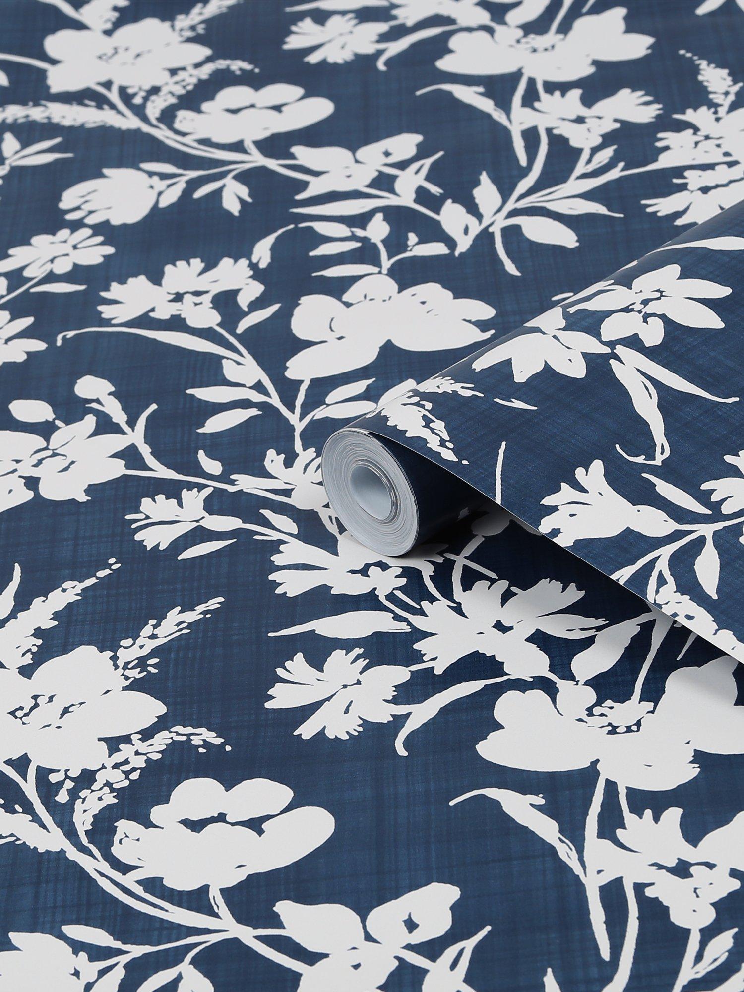 Laura Ashley Rye Wallpaper Midnight Sea, UK version