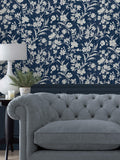 Laura Ashley Rye Wallpaper Midnight Sea, UK version