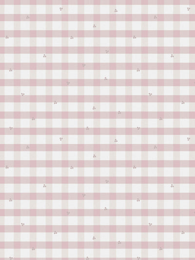 Gingham Wallpaper with Abstract Dots in Pale Amethyst